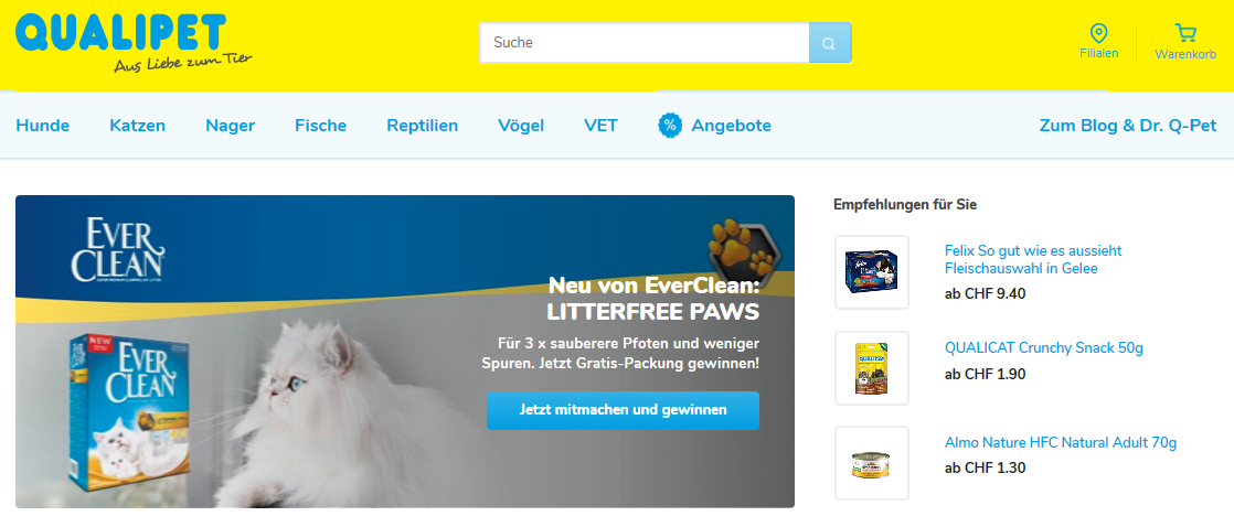 Die Startseite von Qualipet
