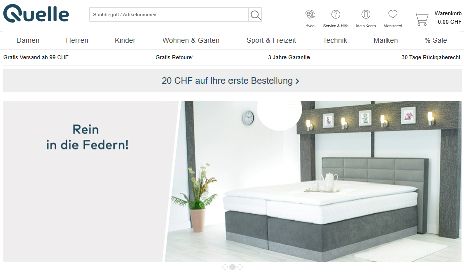 Quelle Versand Startseite