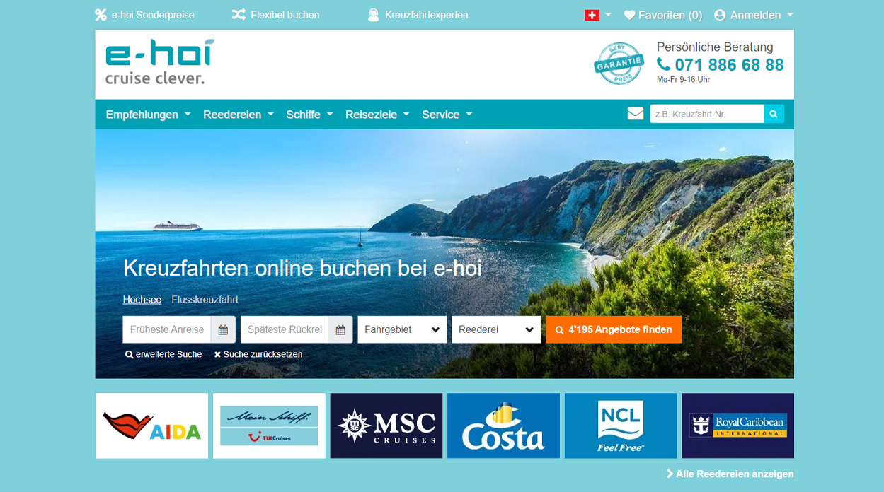e-hoi Startseite Kreuzfahrten online buchen