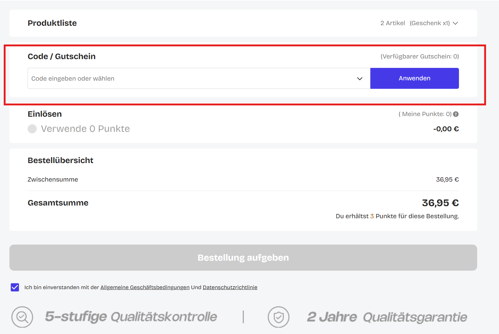 ZEELOOL Gutscheincode eingeben