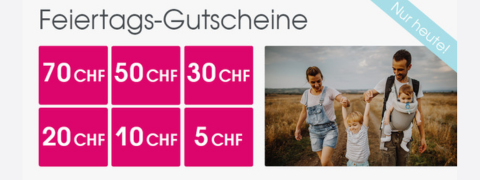 Nur für kurze Zeit: 40 CHF shoppen, 5 CHF sparen!