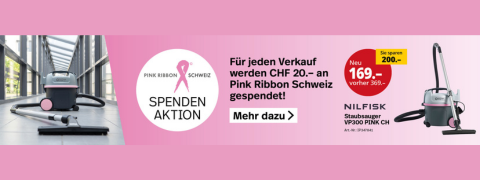 Nilfisk & nettoshop.ch Spenden-Aktion für Pink Ribbon Schweiz