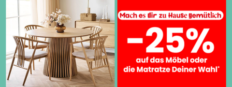 Conforama Gutschein: 25% Rabatt auf ein Möbel oder Matratze